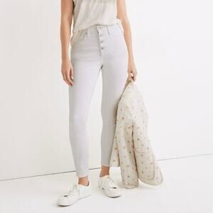 Madewell Curvy High Rise Skinny Crop Button Front Edition Pure White Size 29P